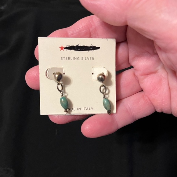 Sterling Silver and Green Earrings - Picture 1 of 2